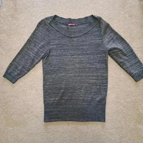 ❤️Smart Set 3/4  Sweater Grey Taupe Size Medium Rounded Neckline Soft Ribbed - Picture 12 of 12